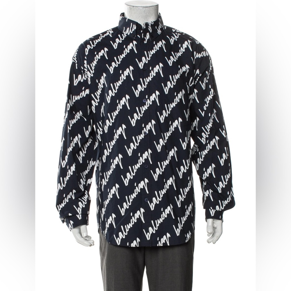 Balenciaga Unisex Navy Blue Logo Shirt